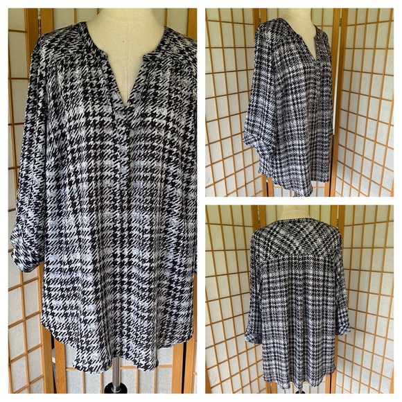 Torrid Harper Houndstooth Georgette Pullover V Neck Blouse SZ 4X - Picture 1 of 16